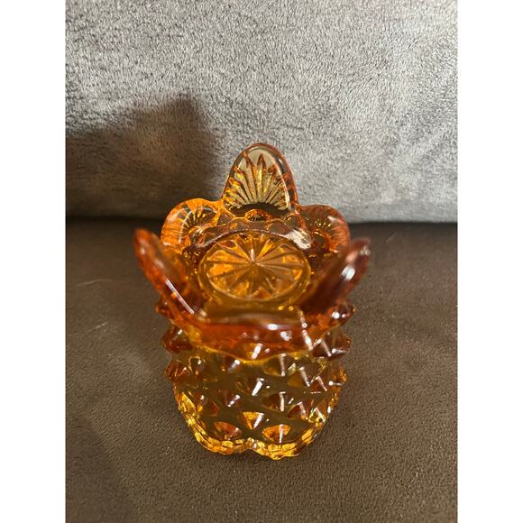 Vintage Fenton Colonial Amber Hobnail Toothpick Holder - Picture 3 of 3